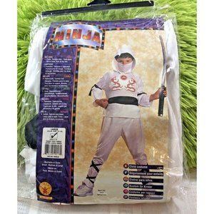 Boys Child Size L 12-14 Complete White NINJA KARATE Halloween Costume Outfit NEW
